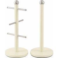 SQ Professional Dainty Mug Tree and Kitchen Roll Holder Stand Set (Chantilly)