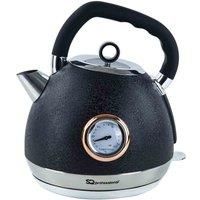 SQ Professional Epoque Black Electric Kettle with Rose Gold Accents & Temperature Display - 2200W - 1.8L Stainless Steel