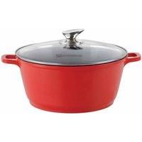 28cm Nonstick 6.1L Stockpot Die Cast Aluminium Casserole Glass Lid Induction Nea