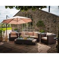 Rattan Garden Furniture, 6 Piece Ascot 3 Seater Sofa Set inc FREE Luxury Outdoor Covers in Brown
