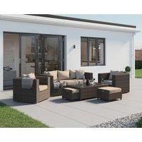 3 Seater Rattan Garden Sofa Set in Truffle Brown & Champagne - Ascot - Rattan Direct