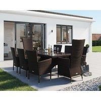Rectangular Rattan Garden Dining Table Set With 8 Chairs in Brown - Cambridge - Rattan Direct