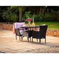 2 Seater Rattan Garden Dining Set With Small Round Table in Black & White - Cambridge - Rattan Direct