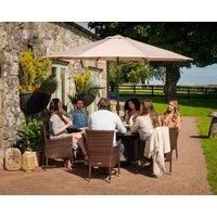 Rattan Outdoor Furniture Indoor Conservatory Cambridge 6 Seater Dining Set Large Round Table including Lazy Susan in Brown
