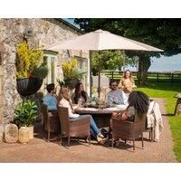 8 Seat Rattan Garden Dining Set With Large Round Round Dining Table in Brown - Cambridge - Rattan Direct