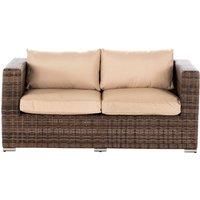 2 Seater Rattan Garden Sofa in Truffle Brown & Champagne - Ascot - Rattan Direct