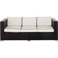 3 Seater Rattan Garden Sofa in Black & White - Ascot - Rattan Direct