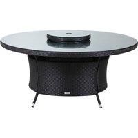 Large Round Rattan Garden Dining Table with Lazy Susan in Black - Rattan Direct
