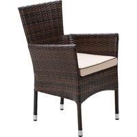 Brown Rattan Garden Dining Chair Premium Weave Outdoor Patio Washable Cushion