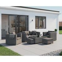 2 Seater Rattan Garden Sofa & Armchair Set With Coffee Table in Grey - Ascot - Rattan Direct