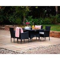 4 Rattan Garden Chairs & Small Rectangular Dining Table Set in Black & White  Cambridge  Rattan Direct