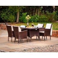 4 Rattan Garden Chairs & Small Rectangular Dining Table Set in Brown  Cambridge  Rattan Direct