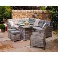 Rattan Garden Corner Dining Set with Dining Chair in Grey - with Height Adjustable Table - Sorrento - Rattan Direct