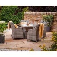 6 Seat Rattan Garden Dining Set With Adjustable Height Table in Grey - Riviera - Rattan Direct