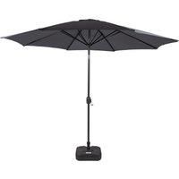 Grey Garden Market Parasol Umbrella with Hand Crank and Parasol Base