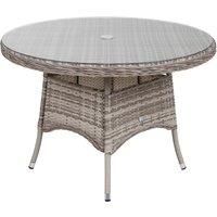 Rattan Garden Small Round Dining Table in Grey With Glass Top - Rattan Direct
