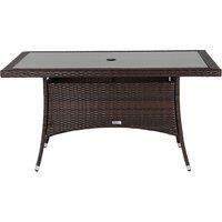 Rattan Garden Small Rectangular Dining Table in Brown With Glass Top - Rattan Direct