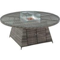 Large Circular Dining Table with Fire Pit in Grey - Rattan Direct