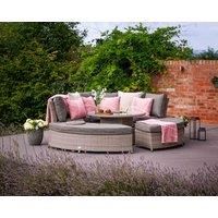 Round Rattan Garden Day Bed With Ice Bucket Table in Grey  Amalfi  Rattan Direct