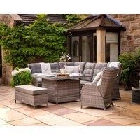Reclining Rattan Corner Sofa Set with Square Fire Pit Table in Grey - Fiji - Rattan Direct