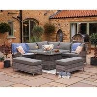Rattan Garden Corner Dining Set with Square Ice Bucket Dining Table in Grey - Monte Carlo - Rattan Direct