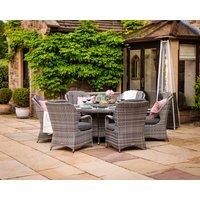 Rattan Garden Set with 6 Dining Chairs & Large Round Table in Grey - Marseille - Rattan Direct
