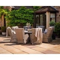 Reclining Rattan Garden Dining Set with 8 Chairs & Large Round Table in Grey - Fiji - Rattan Direct