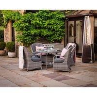 Rattan Garden Set with 4 Dining Chairs & Small Round Table in Grey - Marseille - Rattan Direct
