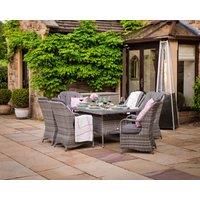 Rattan Garden Set with 6 Dining Chairs & Large Rectangular Table in Grey - Marseille - Rattan Direct