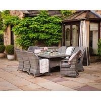 Rattan Garden Set with 8 Dining Chairs & Large Rectangular Table in Grey - Marseille - Rattan Direct