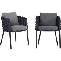 Pair of Rope Weave Garden Dining Chairs - Selene