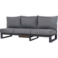 Aluminium & Teak Right-hand Multi-functional Section with Grey Cushions - Sequoyah - Rattan Direct