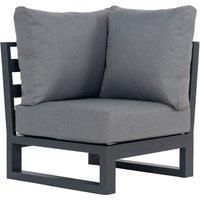Aluminium & Teak Corner Section with Grey Cushions - Sequoyah
