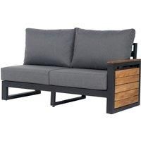 Aluminium & Teak Right-hand Sofa Section with Grey Cushions - Sequoyah