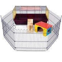 LITTLE FRIENDS Indoor Rabbit 100 Cage with Run: Ideal for Rabbits & Guinea Pigs,Black