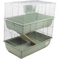 Little Friends Double Tier Rabbit Cage, 80cm, Beige/Silver