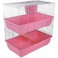 Little Friends Rabbit 80cm Double Cage Indoor for Rabbits/Guinea Pigs - Pink