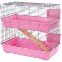 Large Indoor Rabbit Cage 100cm Pink 2 Tiers Bunny Animal Guinea Pig Brand New
