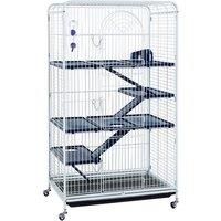 Large Black Tall Rat Ferret Chinchilla Cage On Wheels With Accessories - 140cm
