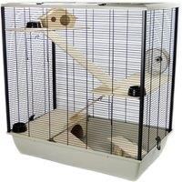 Little Friends Plaza Tall Rat and Hamster Cage with Three Floors, 78 x 48 x 80 cm, Silver/Black