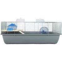 Little Friends Carlton Rat and Hamster Cage With Wooden Shelf and Ladder, 78 X 48 X 29 cm, Grey