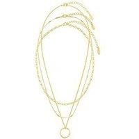 Orelia Open Circle Three Row Necklace
