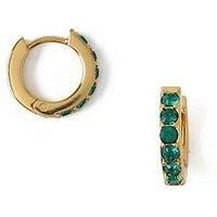 Orelia Emerald Huggie Hoop Earrings Made With Swarovski Crystals