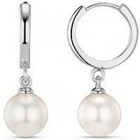 Orelia Pearl Drop Huggie Hoop Earrings
