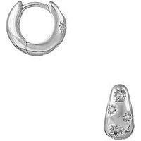 Orelia Crystal Engraved Starburst Tapered Huggie Hoop