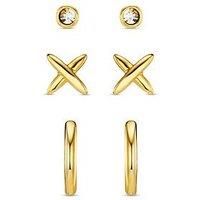 Orelia Polished Cross & Micro Hoop 6 Pack