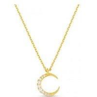 Orelia Pave Moon Charm Necklace Gift Box - Gold