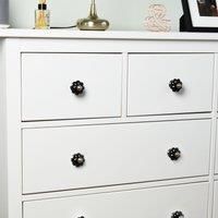 Floral Ceramic Cabinet Knob Vintage Cupboard Door Drawer Handles Black
