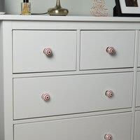 Round Ceramic Cabinet Knob Vintage Cupboard Door Drawer Handles Dark Red Stripe