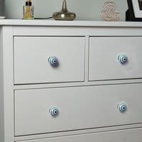 Round Ceramic Cabinet Knob Cupboard Door Drawer Handles Turquoise Stripe